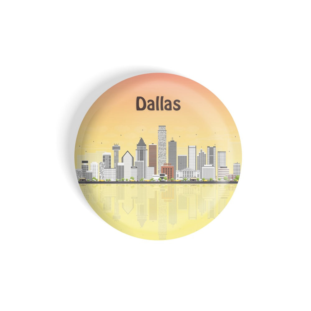 dhcrafts Round Fridge Magnet Multicolour Places Dallas City In Texas Glossy Finish Design Pack of 1 (75 mm)